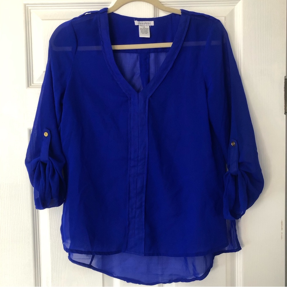 Gorgeous SHEER Royal Blue Top!